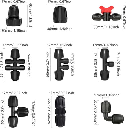 Bonviee 10 Pack 1/2” Drip Irrigation End Cap Connectors, Barbed Lock End Plug Fittings for 1/2 Inch Tubing, Leak-Proof Closure for Garden Hose Drip Line Termination, Easy No-Leak Installation