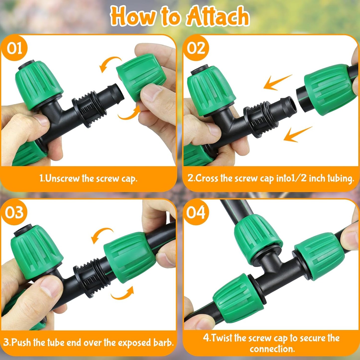 Drip Irrigation 1/2" Tee Fittings：1/2 Inch Drip Line Lock Barbed Tee Connectors for Drip Irrigation Tubing (1/2" ID x 0.640" OD) Anti-Drop Three Way Drip Irrigation Parts (12 Pieces)