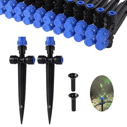 Drip Irrigation Emitters with Adjustable 360 Degree Water Flow Drippers Atomization Sprinker for 1/4 inch Tubing Garden Drippers Sprinker for House Garden Watering System(12pcs-Atomization Sprinker)