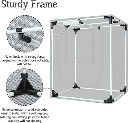 zazzy Grow Tent, 24"x24"x36" Hydroponic Mylar Grow Tent Reflective Garden Growing Dark Room with Observation Window, Removable Floor Tray and Tool Bag for Indoor Plant Growing 2'x2'