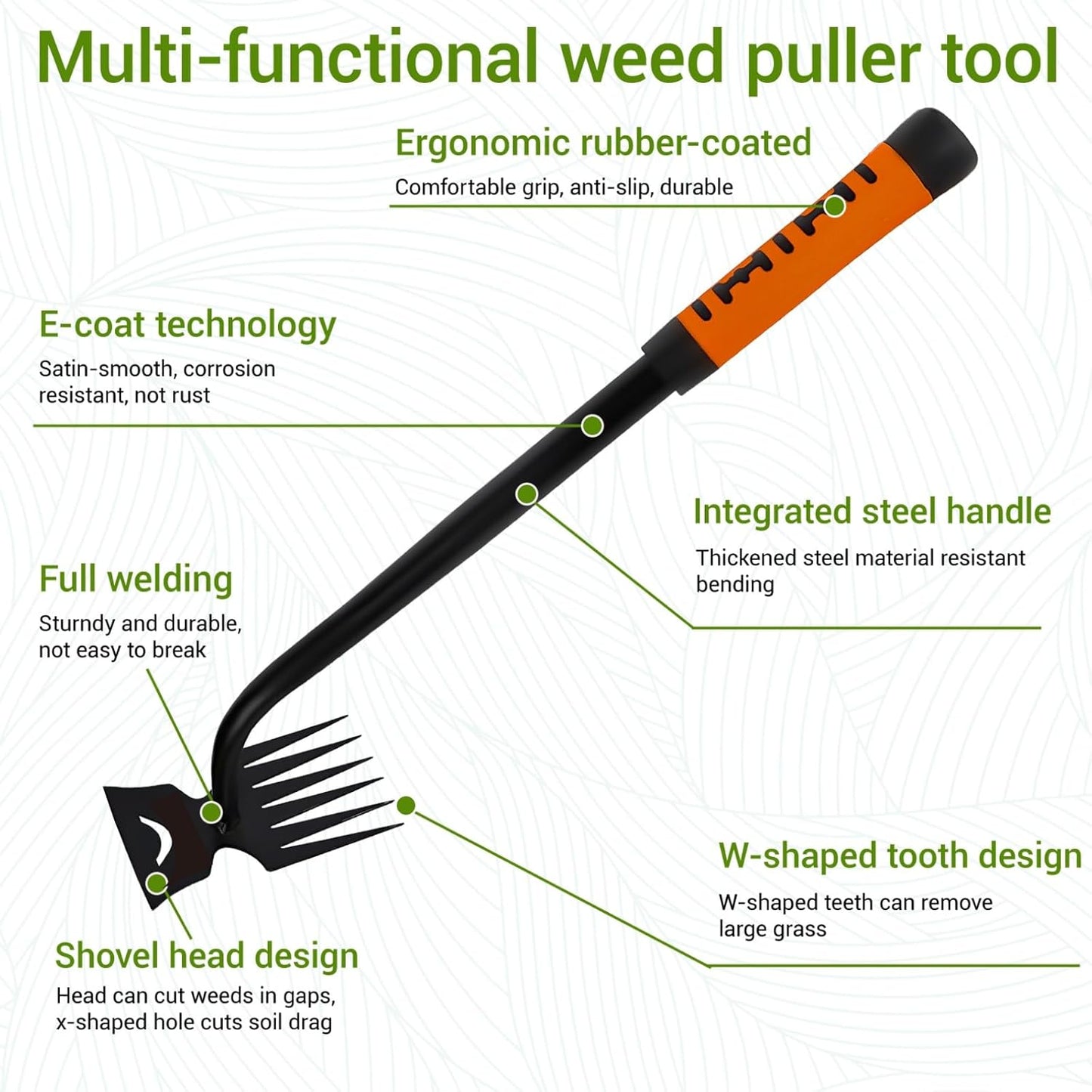 Weed Puller Tool-3-Piece Weed Pulling Tools, Manganese Steel 6-Teeth Multi-Purpose Gardening Manual Weeding Tools for Yard and Garden（HT3077B）