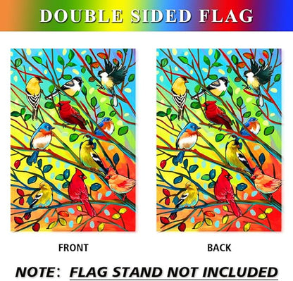 Tree Bird House Flag 28x40 Inch Double Sided Welcome Holiday Yard Outdoor Decoration