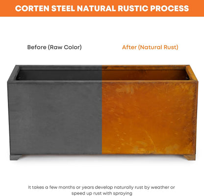 Stanbroil Corten Steel Large Planter Box - 38 x14 x16 Inch Rustic Metal Rectangular Planter Box for Patio, Porch, Garden, Commercial Décor,