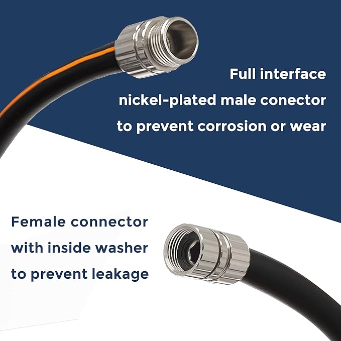 Giraffe Tools Leader Hose 5ft x 5/8", Custom Length, Heavy Duty, No Kink, Flexible, Rubber Garden Hose, Leakproof Water Hose with Male to Female Fittings, 600 Burst PSI