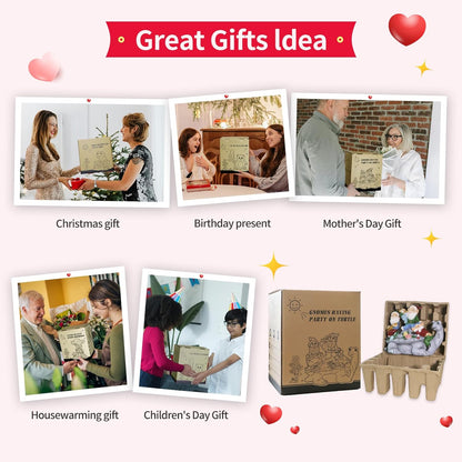 Solar Garden Outdoor Statues Three Gnomes Having Party on Turtle with 7 LED Solar Figurine for Lawn,Patio,Balcony,Yard Decor Unique Housewarming Gift, for Grandfather, Father,Grandma,Wen