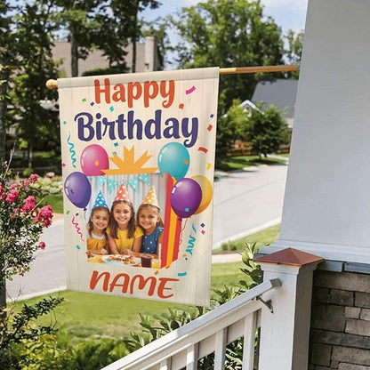 Custom Birthday Garden Flag for Outdoor Personalized Birthday Yard Flags Decor Customized Flag Add Your Own Picture/Text House Lawn Banner Double Sided Home Wall Decoration 12.5x18 28x40