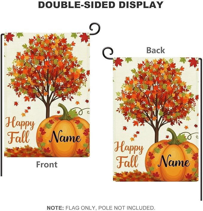 Custom Fall Pumpkin Garden Flag for Outdoor Personalized Thanksgiving Autumn Yard Flags Decor Customized Flag Add Your Own Picture/Text House Lawn Banner Double Sided Home Wall Decoration 12.5x18 28x40
