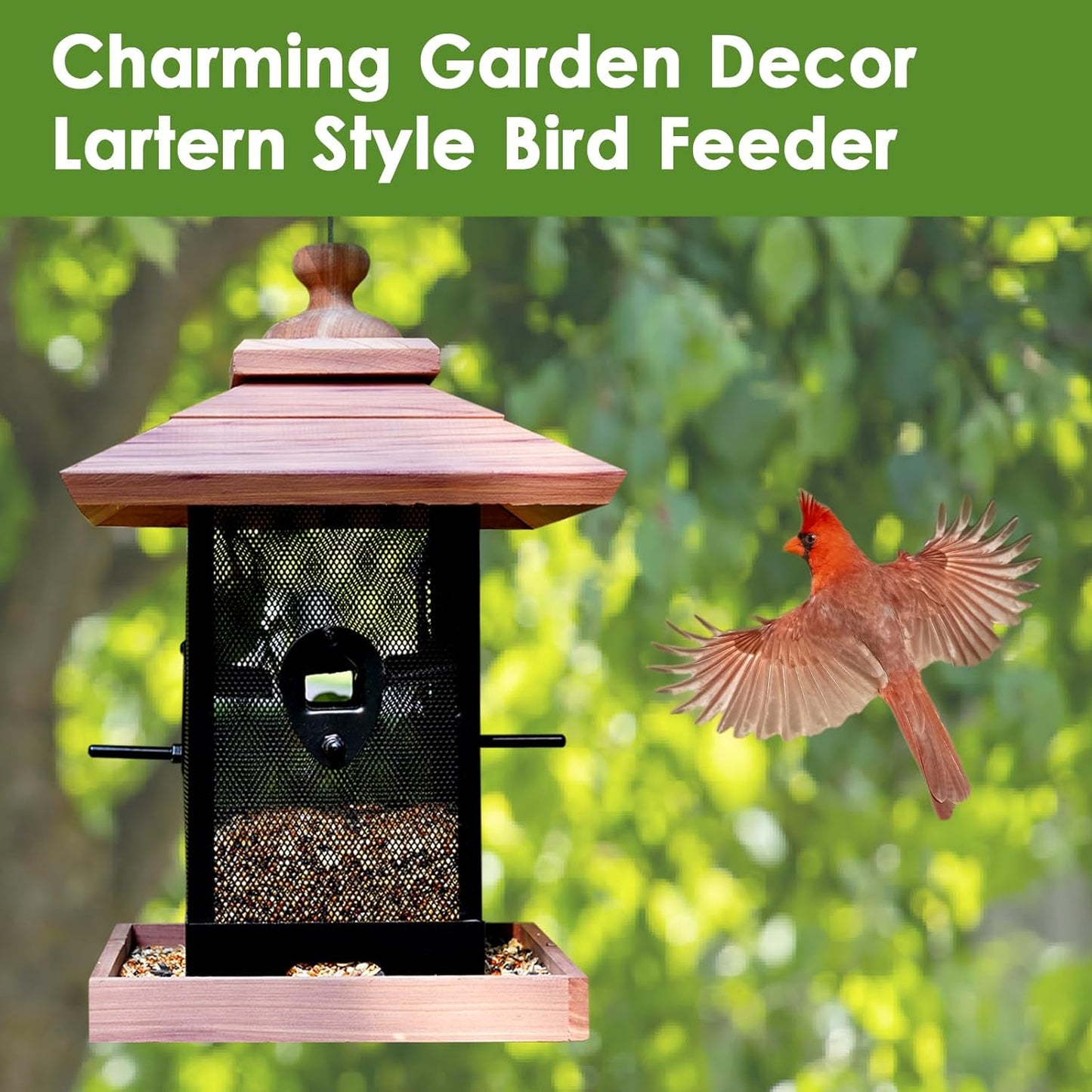 Metal Bird Feeders for Outdoors Hanging Heavy Duty Metal Squirrel Proof Wild Bird Feeders for Garden Yard Outside Decoration 2.8LB Large Capacity Birdfeeder