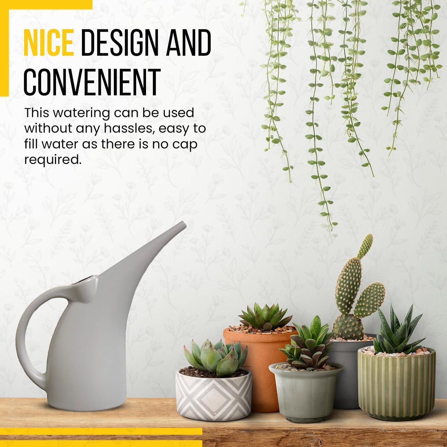 KP KOOL PRODUCTS Watering Can 1/2 Gallon - Small Watering Can for Indoor Plants - Outdoor Watering Can - Gray Plant Waterer - Plastic Watering Can for Garden - 1 Pack