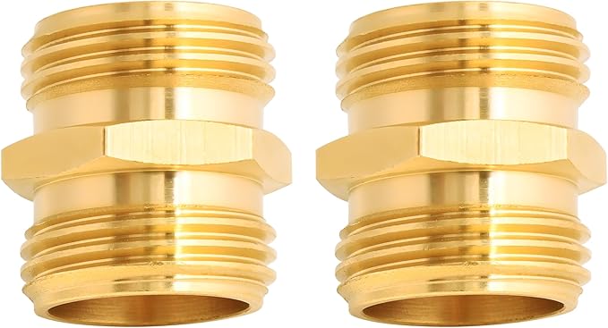 TAROSE 2 Pack Brass Garden Hose Adapter, Male to Male Hose Connector Adapter, GHT to GHT Adapter Hose Fitting,Brass Garden Hose to Pipe Fittings Connect