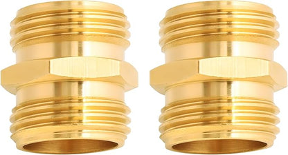 TAROSE 2 Pack Brass Garden Hose Adapter, Male to Male Hose Connector Adapter, GHT to GHT Adapter Hose Fitting,Brass Garden Hose to Pipe Fittings Connect