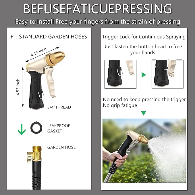 Heavy Duty High Pressure Garden Hose Nozzle, adjustable spraying mode Metal Water Hose Nozzle for Car Washing, Yard Plant Watering, Pets & Windows