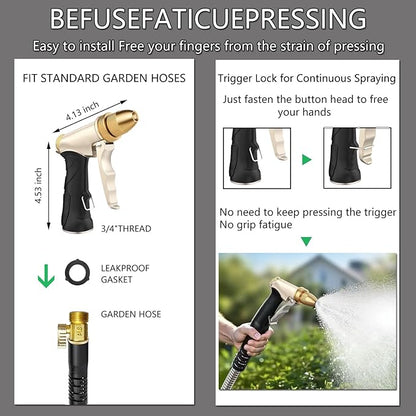 Heavy Duty High Pressure Garden Hose Nozzle, adjustable spraying mode Metal Water Hose Nozzle for Car Washing, Yard Plant Watering, Pets & Windows