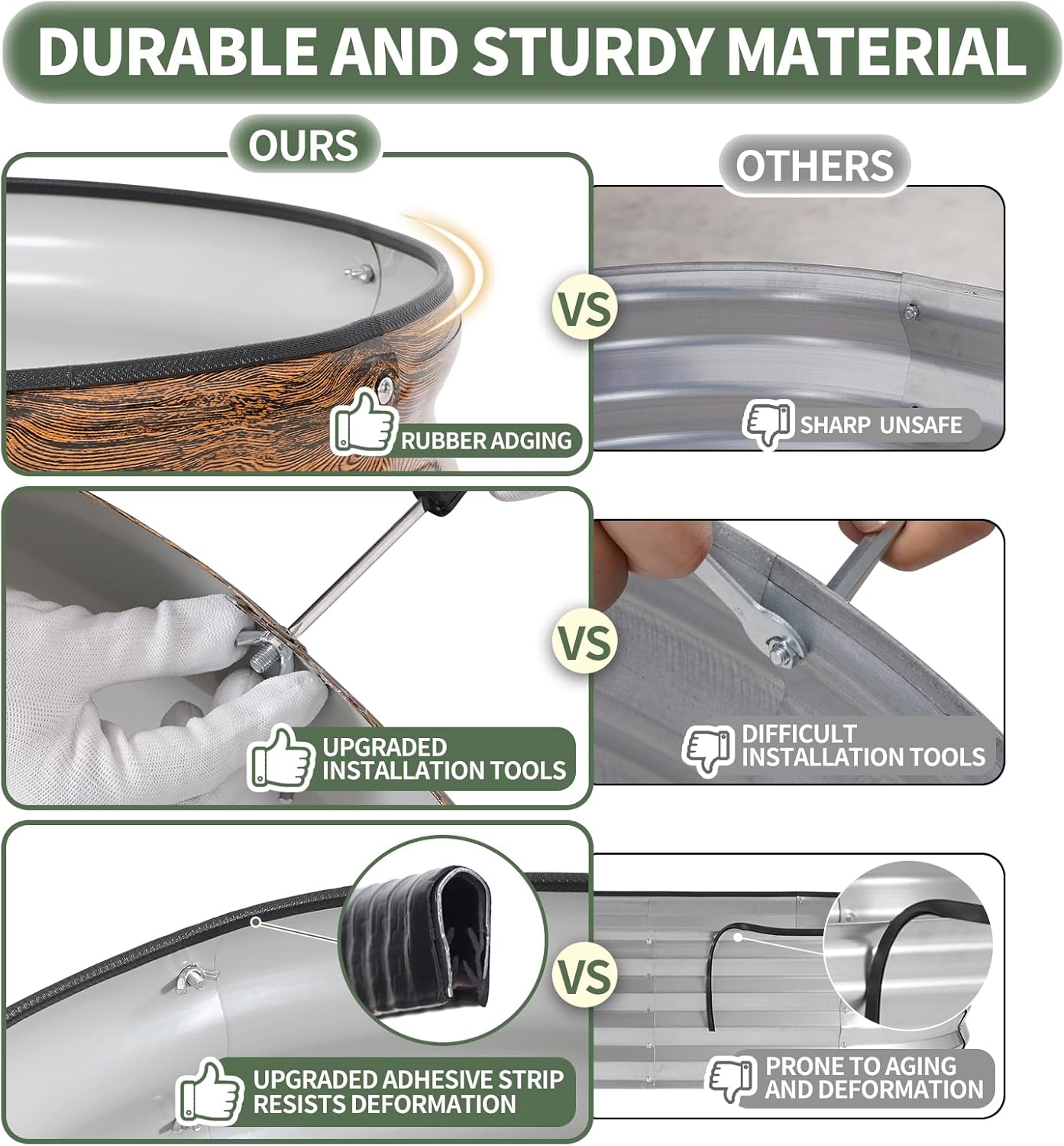 1MORE Galvanized Raised Garden Bed- Planter Garden Boxes Outdoor, Raised Beds for Gardening, 4x2x1ft Metal Garden Bed Kit for Vegetables Flower, Planter Raised Beds with Tools.Grain-2pack