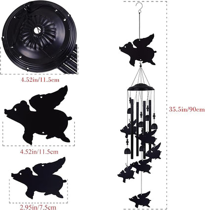 Flying Pigs Wind Chimes Outdoor, Memorial Wind Chimes, Mobile Music Wind Catcher, Fly Pig Wind Chime for Home, Tree, Yard, Patio, Garden Decoration, Festival Gifts for Mom, Xmas Gifts for Pig Lovers