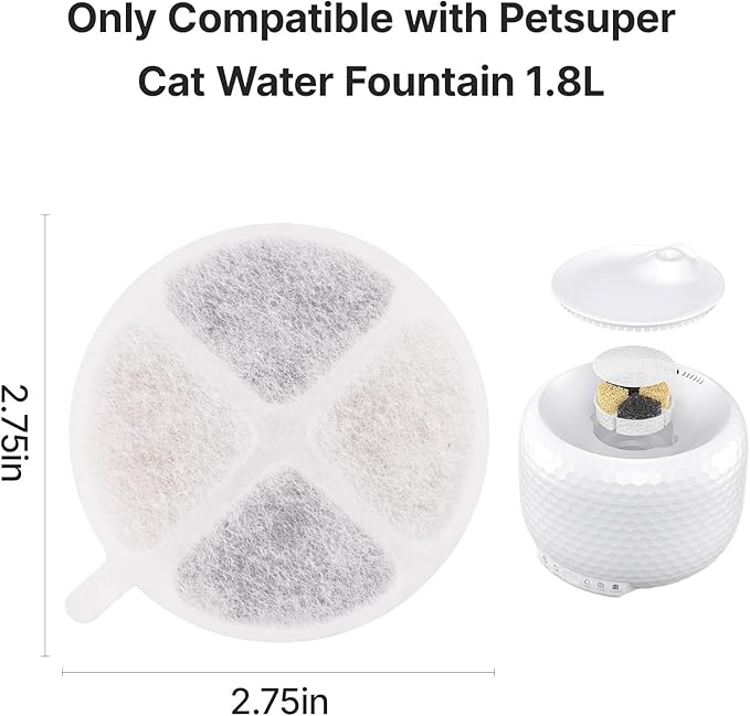 Cat Water Fountain Filters, 5 Pcs Replacement Filter for 1.8L/62oz Pet Water Fountain (5 Pack Filters)