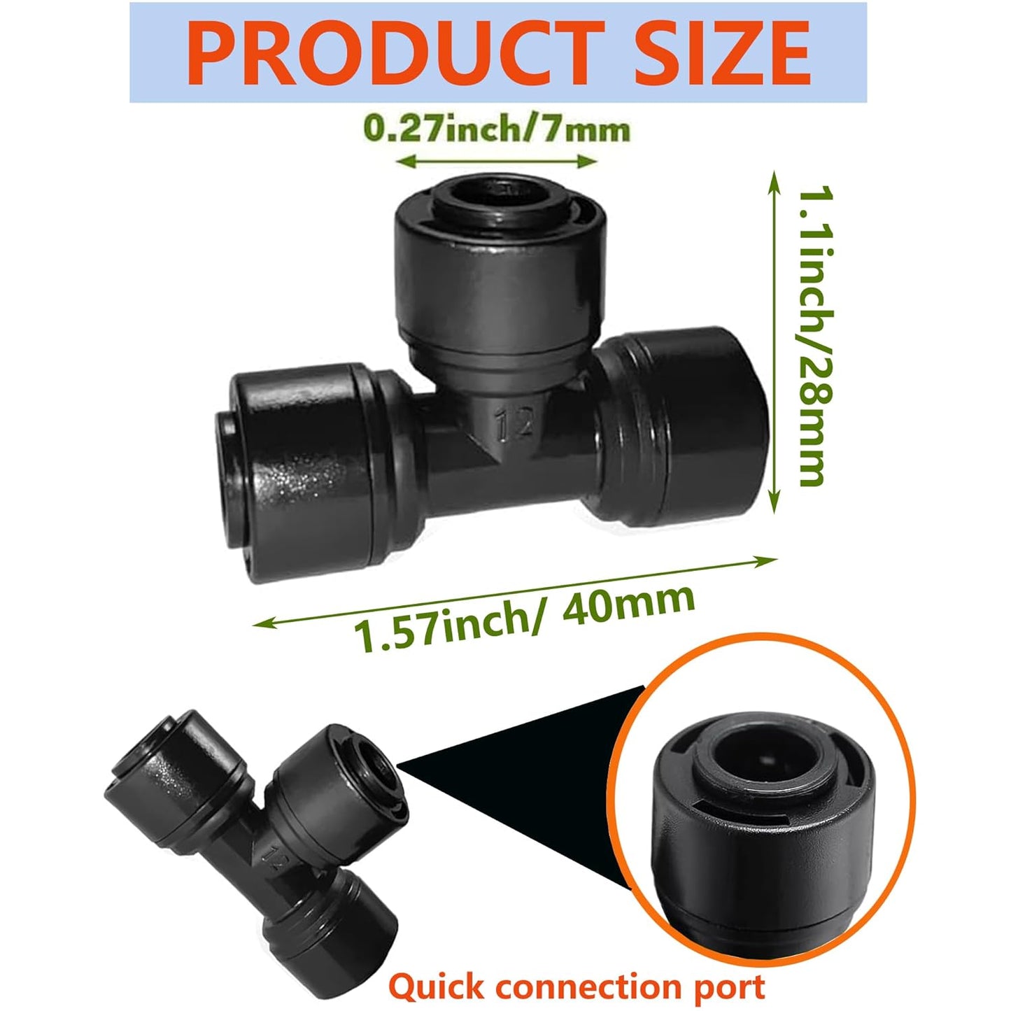 15Pack Quick Connect 1/4 "Drip Tee Connector,New Tee Fitting 1/4 Inch (6.35 mm) Irrigation Pipe,Leak Free Fitting for Sprinklers or Drip Irrigation Systems (Black)