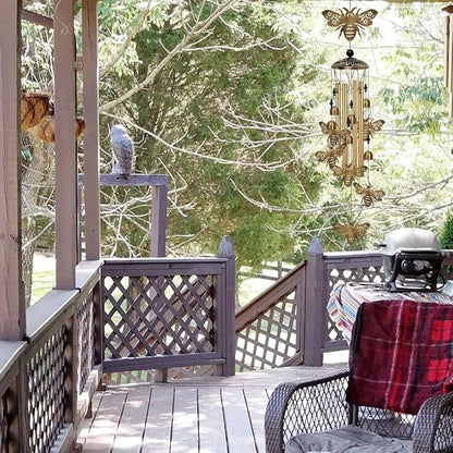 Outdoor Bee Wind Chimes Decor, Portable Wind Chime, Mobile Wind Catcher, Memorial Wind Bells with 7 Bees for Home, Yard, Patio, Trees, Garden Decoration, Valentines Gift, Festival Gift for Mom