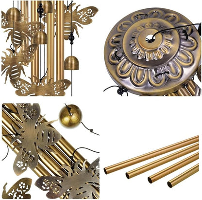 Outdoor Bee Wind Chimes Decor, Portable Wind Chime, Mobile Wind Catcher, Memorial Wind Bells with 7 Bees for Home, Yard, Patio, Trees, Garden Decoration, Valentines Gift, Festival Gift for Mom
