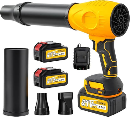 ALSO GO Leaf Blower Cordless with 21V Battery and Charger, Portable Lightweight Handheld Design, 500,000RPM Turbo Jet Blower with 3 Nozzles for Patio Cleaning, Lawn Care, Leaves and Dust