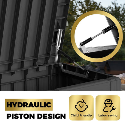 TARKARI 80 Gallon Lockable Resin Deck Box, Waterproof & UV-Resistant Outdoor Storage Box for Outdoor Cushion Storage, Garden Tools & Pool Accessories Storage, Black