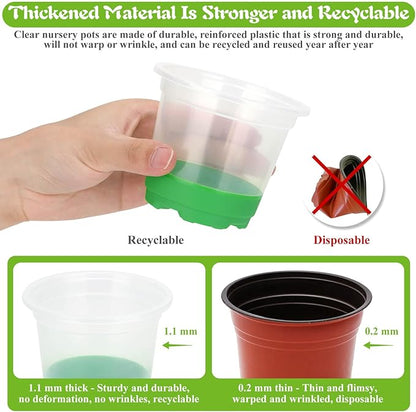 Caffox 51PCS Reusable Seed Starter Kit Includes 26 Packs 3 Sizes Clear Nursery Pots with Silicone Base, Repotting Mat, Gardening Gloves, Plant Labels and Seedling Tools for Easy Transplant