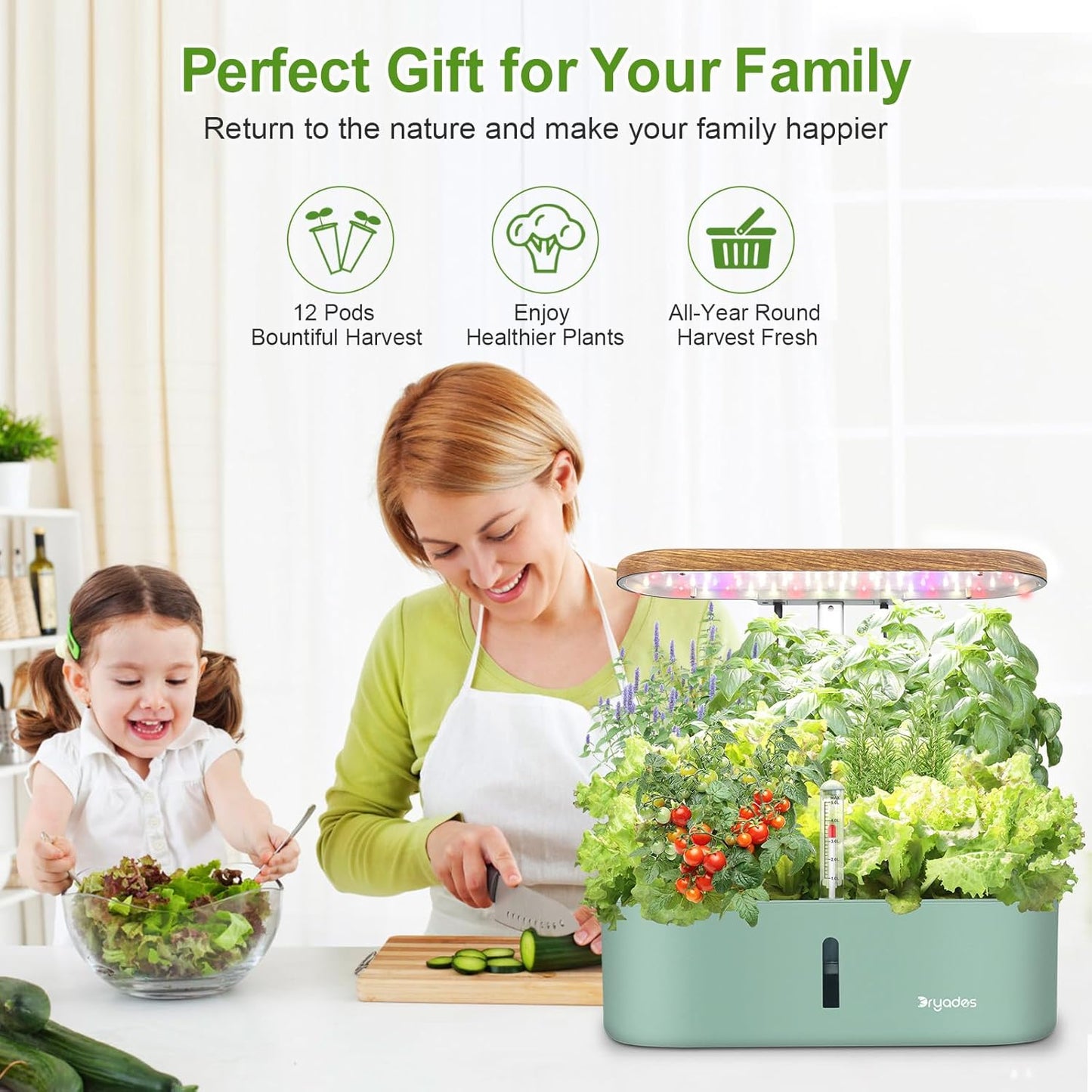 Hydroponics Growing System Indoor Garden: 12 Pods Herb Garden Kit Indoor with LED Grow Light Plant Germination Kit Aeroponic Healthy Fresh Herbs Vegetables Hydroponic Planter for Home Kitchen Office