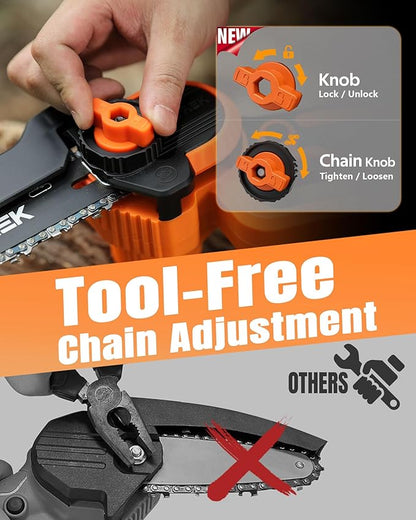 [2-in-1] 8" & 6" Chainsaw Cordless with 2x3.0AH Batteries - Powerful Brushless Electric Mini Chain Saw Set (4 Chains& 2 Bars), Christmas Gardening Tools Gifts for Husband Dad Mom Father Men