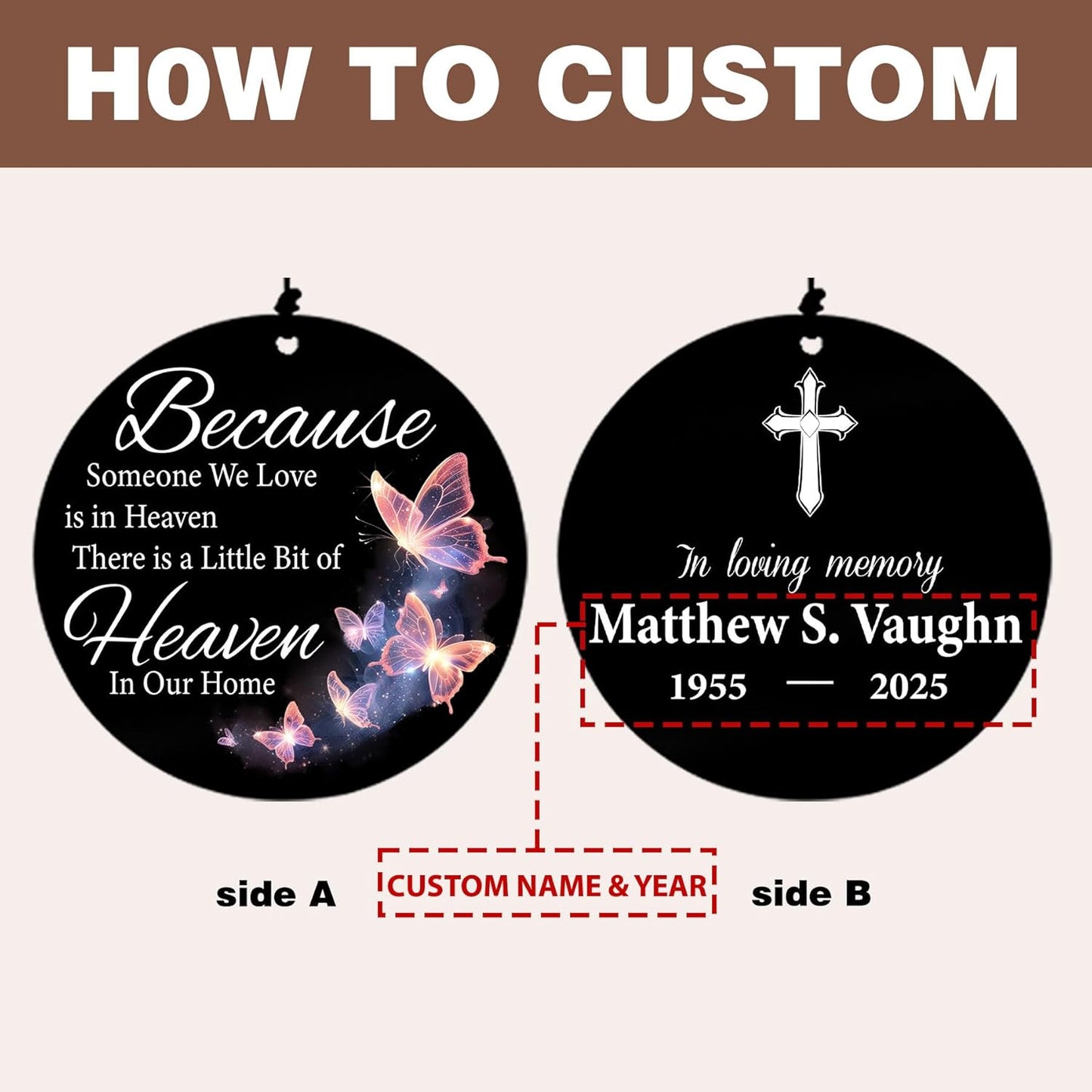 Personalized 36" Memorial Wind Chimes, Bereavement Gift to Honor a Loved One's Remembrance, Sympathy Gift for Loss of Mother Father Husband, for Outdoor Garden