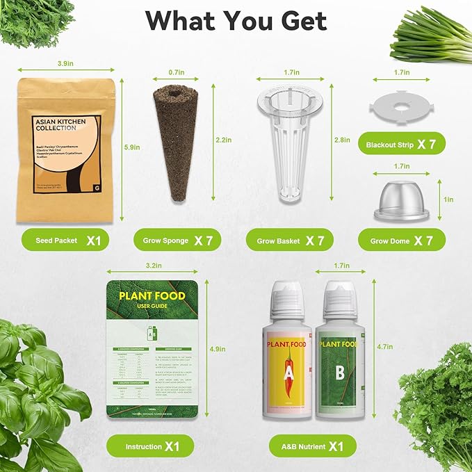 inbloom Herb Seed Pods Kit for AeroGarden, 7-Pods with Basil, Cilantro, Parsley Seed Hydroponic Growing System Kit, Seeds Starter Pod for idoo, Ahopegarden Gardening Supplies