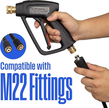 Westinghouse Short Pressure Washer Gun - 3600 Max PSI, M22 Connector - for Gas and Electric Pressure Washers