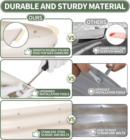 1MORE Galvanized Raised Garden Bed- Planter Garden Boxes Outdoor, Raised Beds for Gardening, 4x2x1ft Metal Garden Bed Kit for Vegetables Flower, Planter Raised Beds with Tools.White-2pack