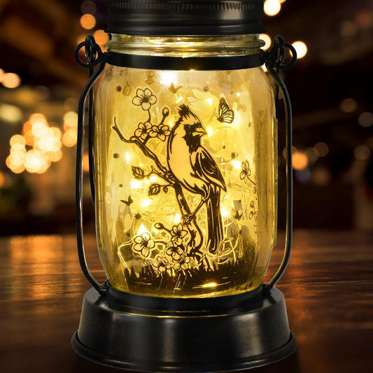 kyoryuger Cardinal Gifts for Women/Men Cardinal Solar Lanterns Mom Grandma Birthday Present Lantern Memorial Lights Solar Garden Decoration Outside for Yard, Patio,Backyard,Porch Torches