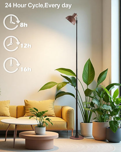 yadoker Plant Grow Light for Indoor Plant, Walnut Wood Grain LED Grow Light,Elevating Plant Lamp,Height Adjustable,Automatic Timer with 8/12/16Hours,10-Level Brightness,Ideal for Large Plant Grow