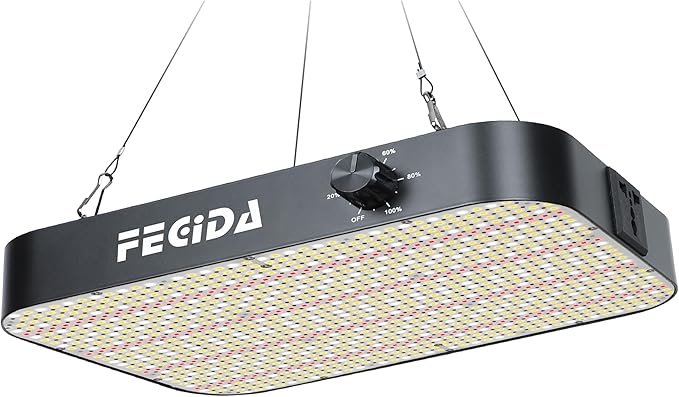 FECiDA 1200W Equivalent LED Grow Light, 130W True Power Full Spectrum Plant Light, 0–100% Dimmable, Daisy Chain, Quiet Cooling Fan for Indoor Plants Seedling Veg Bloom