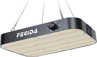 FECiDA 1200W Equivalent LED Grow Light, 130W True Power Full Spectrum Plant Light, 0–100% Dimmable, Daisy Chain, Quiet Cooling Fan for Indoor Plants Seedling Veg Bloom