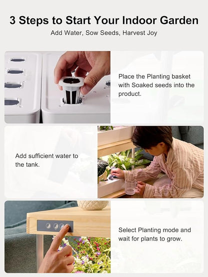 GROWNEER HydroEasy1.0 Hydroponics Growing System Kit, Beginner-Friendly Indoor Garden for Vegetable Fruit Herb, Red Oak Design, Perfect Gift Idea, Full-Spectrum LED Lights for Maximum Growth