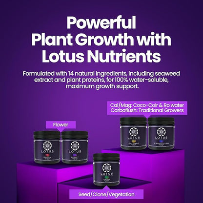 Lotus Nutrients Cal-Mag Pro Series - All Natural Premium Powdered Plant Nutrients with Calcium and Magnesium for Hydroponic Coco Coir and Soil | Improve Plant Health Indoor and Outdoor Gardens (15oz)