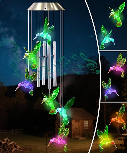 Nacome Wind Chimes for Outside: Tubes Memorial Wind Bell Birthday Gifts for Mom Mother Grandma Women Christmas,Yard Garden Decor Indoor/Outdoor(Hummingbird)