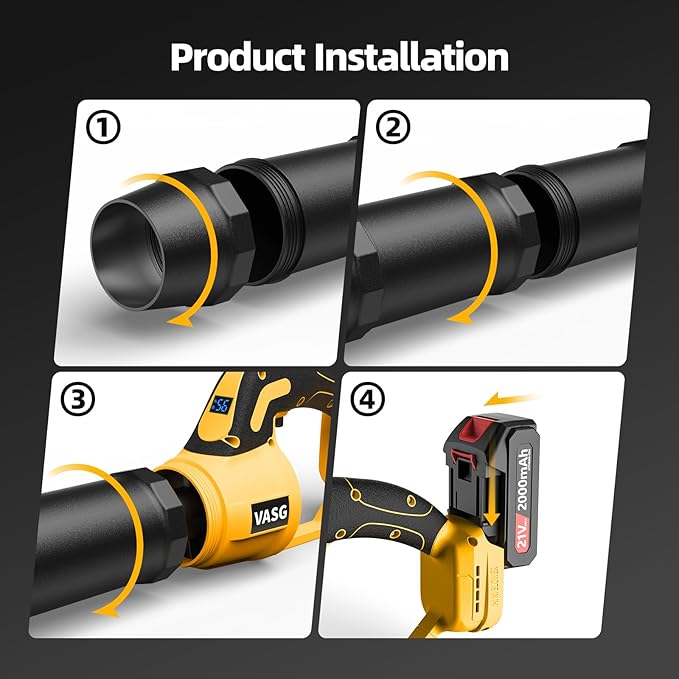 VASG Leaf Blower Cordless – Lightweight Handheld Electric Leaf Blower with Variable Speed, 21V 3×2.0Ah Batteries & Fast Charger for Effortless Lawn, Yard, Garden, Patio, Driveway & Leaf Cleanup