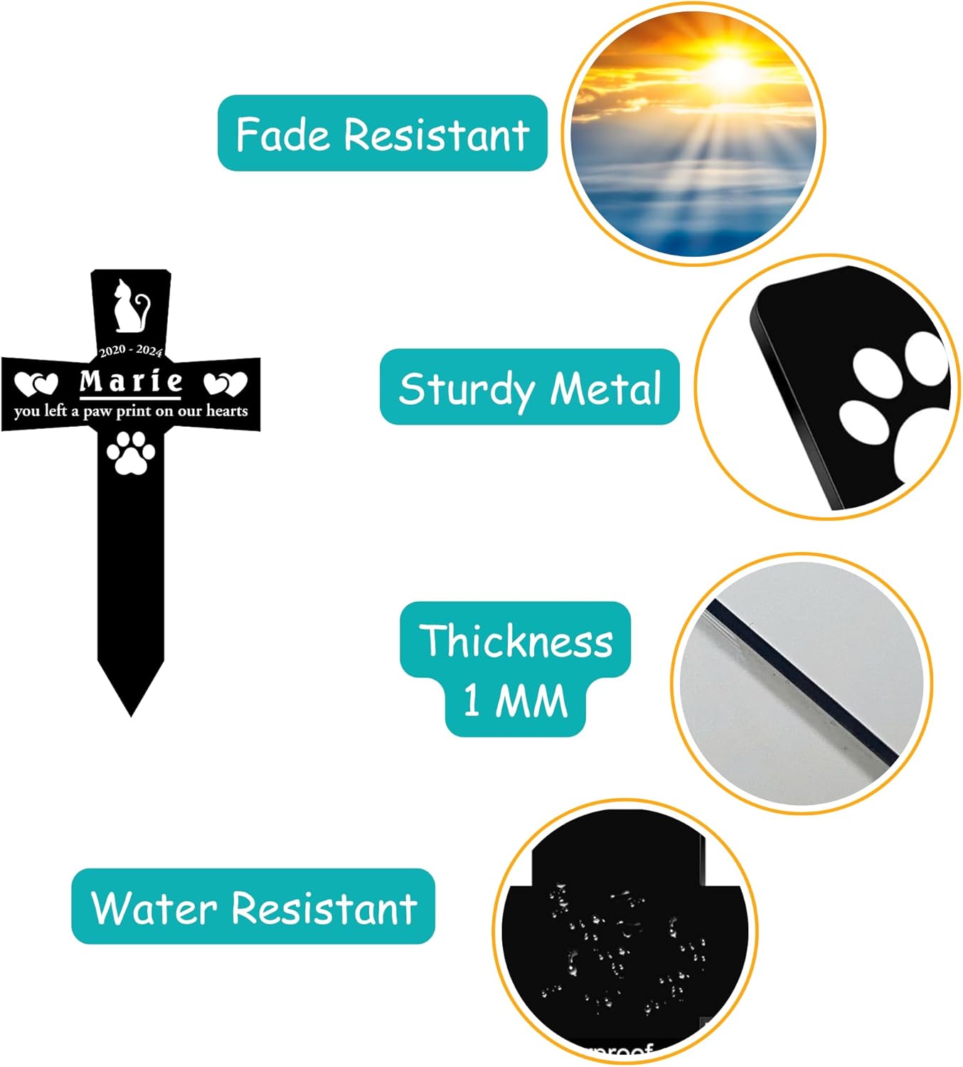 Personalized Dog Grave Marker Outdoor | Engraved Pet Grave Marker with Custom Name and Years, Weatherproof Graves Available in Many Sizes & Colors