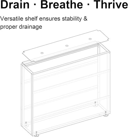 GSK Black Metal Planter Box with LED Light 30"H×10"W×37.9"L Span Rectangular Flower Trough Lighting Up Indoor Rectangle Insert Drainage Holes Garden Plants Outdoor Separation Space Garden Patio Porch