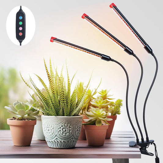 Clip Grow Light for Seed Starting with Timer, 27W Grow Lights for Indoor Plants Full Spectrum, 2025 Brightest LED Plant Grow Light for Houseplants, Bonsai, Pot Plants, Seedlings