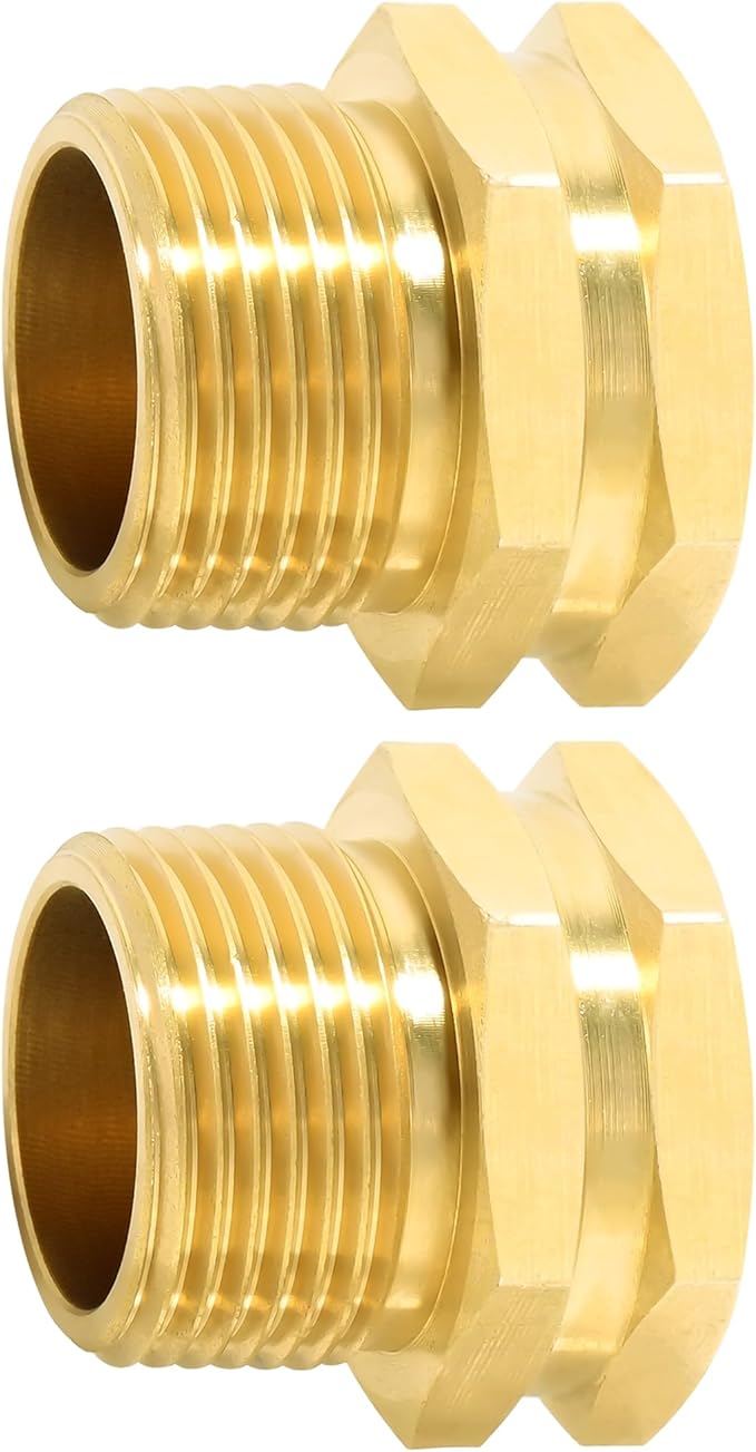 TAROSE 2 Pack Brass Garden Hose Adapter, 3/4” GHT Female x 3/4” NPT Male Connector, GHT to NPT Adapter Hose Fitting,Brass Garden Hose to Pipe Fittings Connect