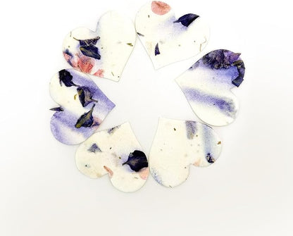 Heart Seed Paper – 50pcs Small Purple Plantable Wildflower, Writable & Plantable Gift for Moms, Plant Lover, & Teachers, Ideal for Weddings, Baby Shower, Memorial, & Celebrations