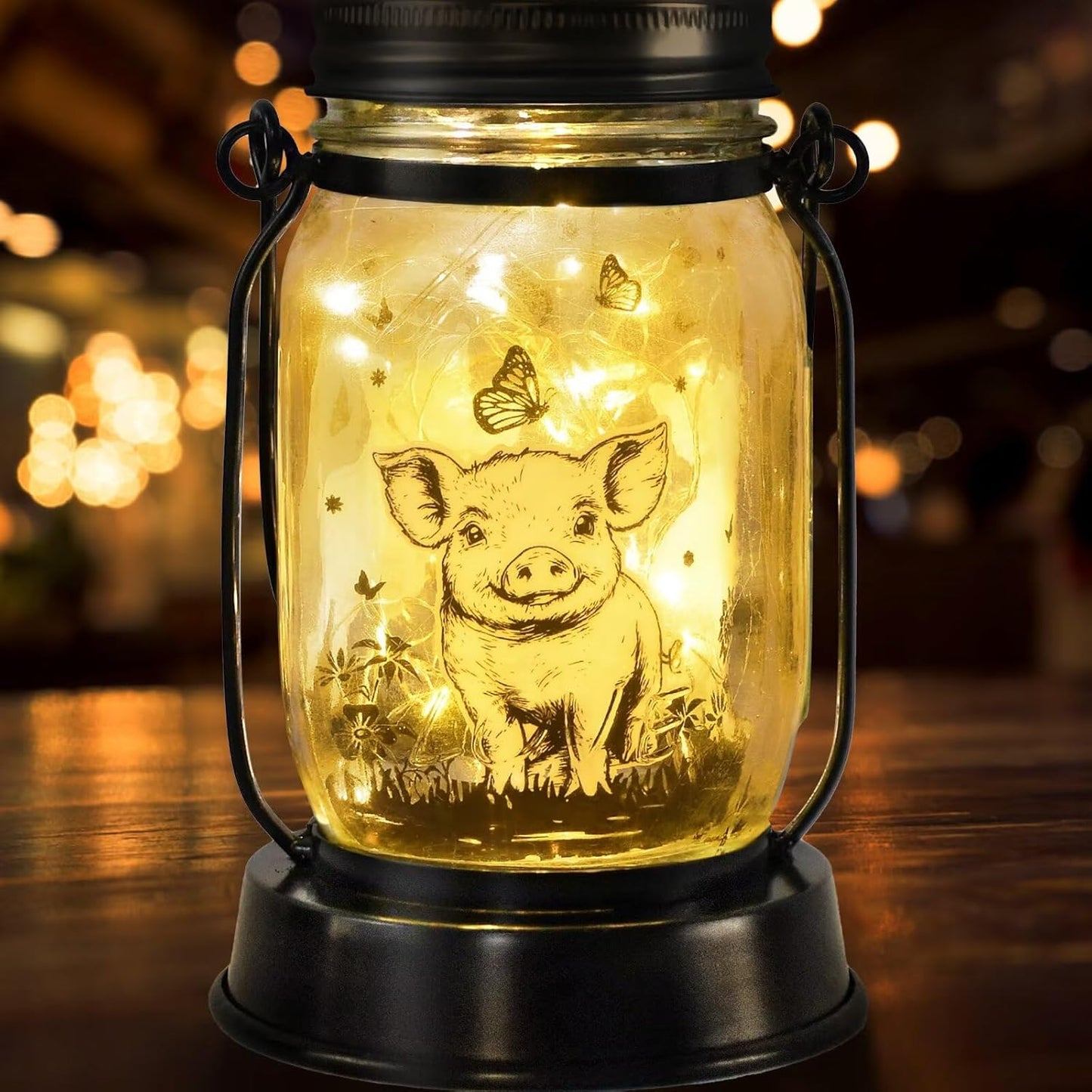 Pig Gifts for Women/Men/Kids Pig Lovers Animal Solar Lantern, Piglet Animal Christmas Gifts, Solar Garden Decoration, Night Light Room Decor Farm Piglet Present Yard, Patio,Backyard,Porch, Torches