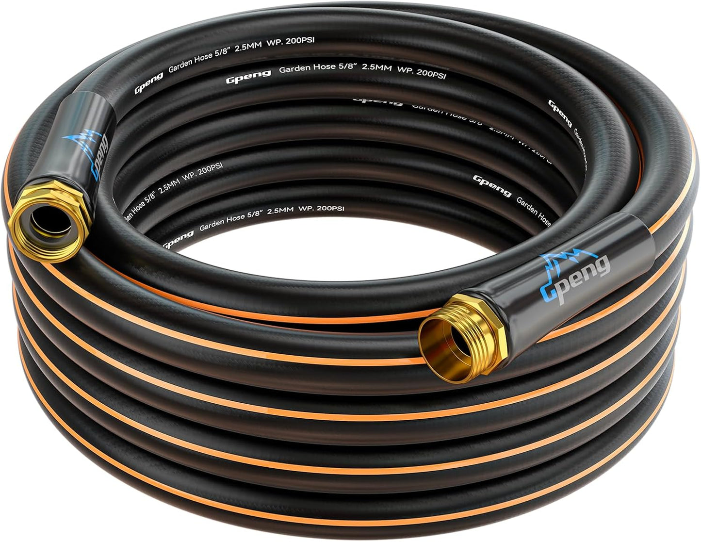 Heavy Duty Garden Hose, 25ft x 5/8" Water Hose, Flexible Hybrid Hose with 10-Pattern Spray Nozzle, Swivel Handle, Male to Female Fittings, Burst 600 PSI