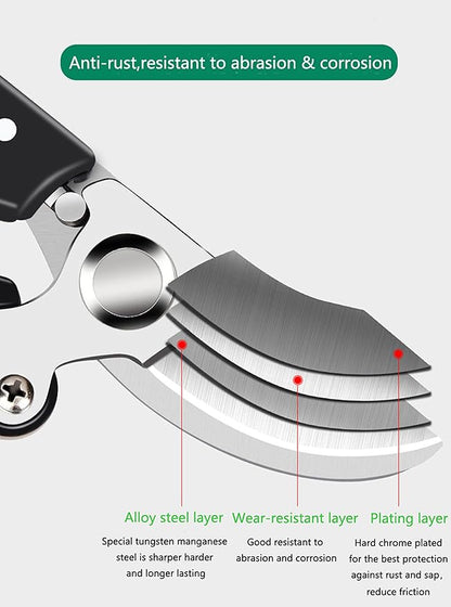 Garden Shears, Japanese Pruning Shears for Heavy Duty, Flowers Herbs Grapes Plant and Branch Cutters, Clippers, Trimmers, Scissors (Green)