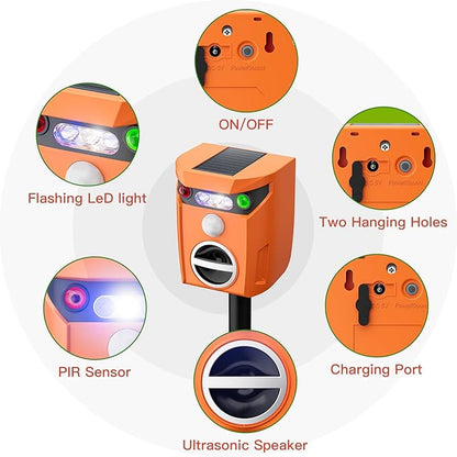 X-PEST 2 Packs Solar Animal Repeller Outdoor Ultrasonic Dog Squirrel Repeller Deterrent with LED Flashing Light Waterproof Deer Repellent Devices for Yard Lawn Farm Garden