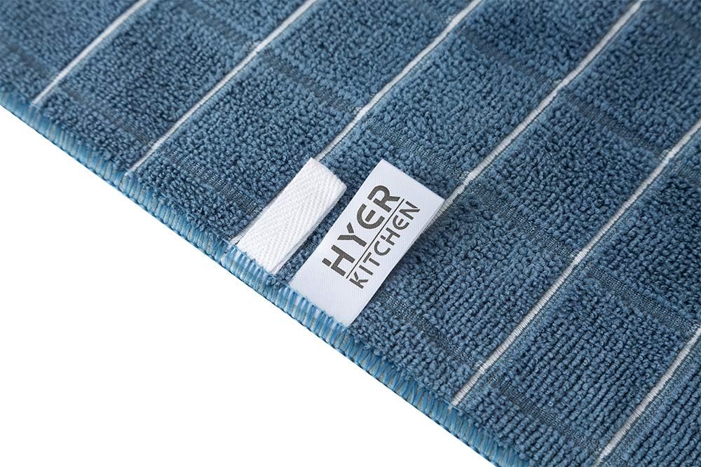 Microfiber Dish Towels - Soft, Super Absorbent and Lint Free Kitchen Towels - 8 Pack (Lattice Designed Blue Colors) - 26 x 18 Inch